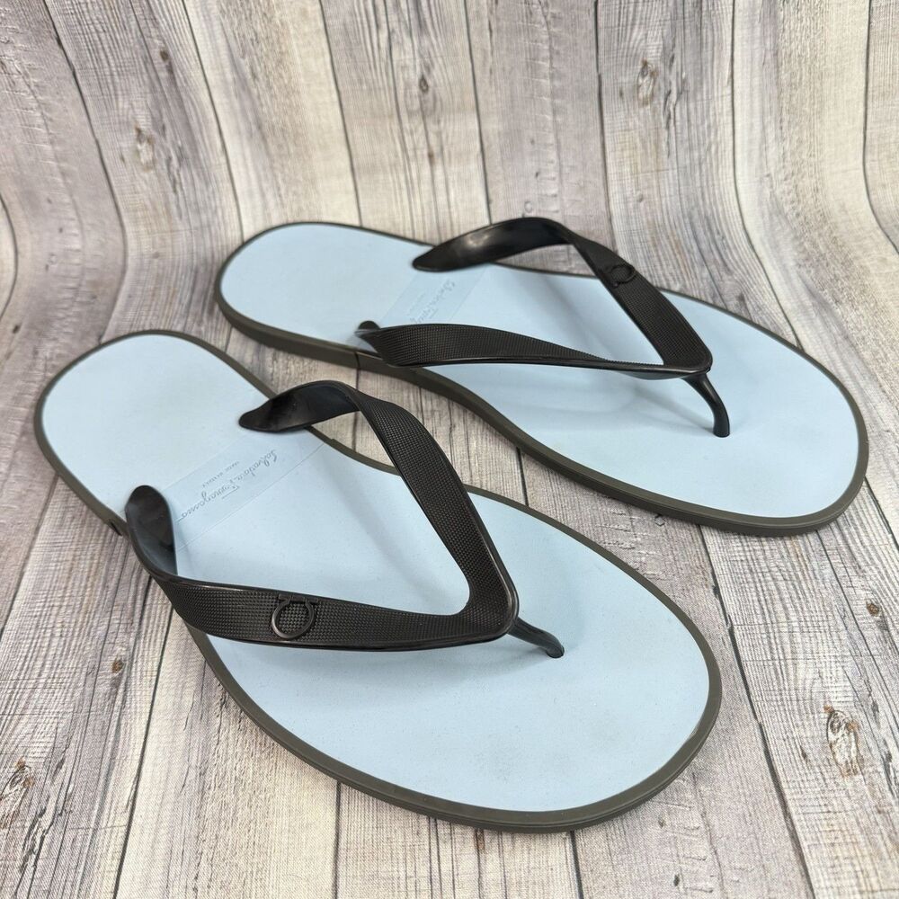 Salvatore Ferragamo Guinea Gancino Gym Flip Flops Sandals Men’s 12 M Blue New
